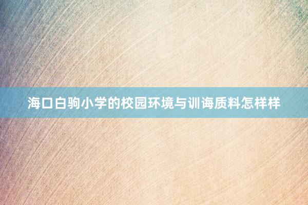 海口白驹小学的校园环境与训诲质料怎样样