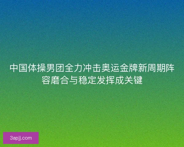 中国体操男团全力冲击奥运金牌新周期阵容磨合与稳定发挥成关键
